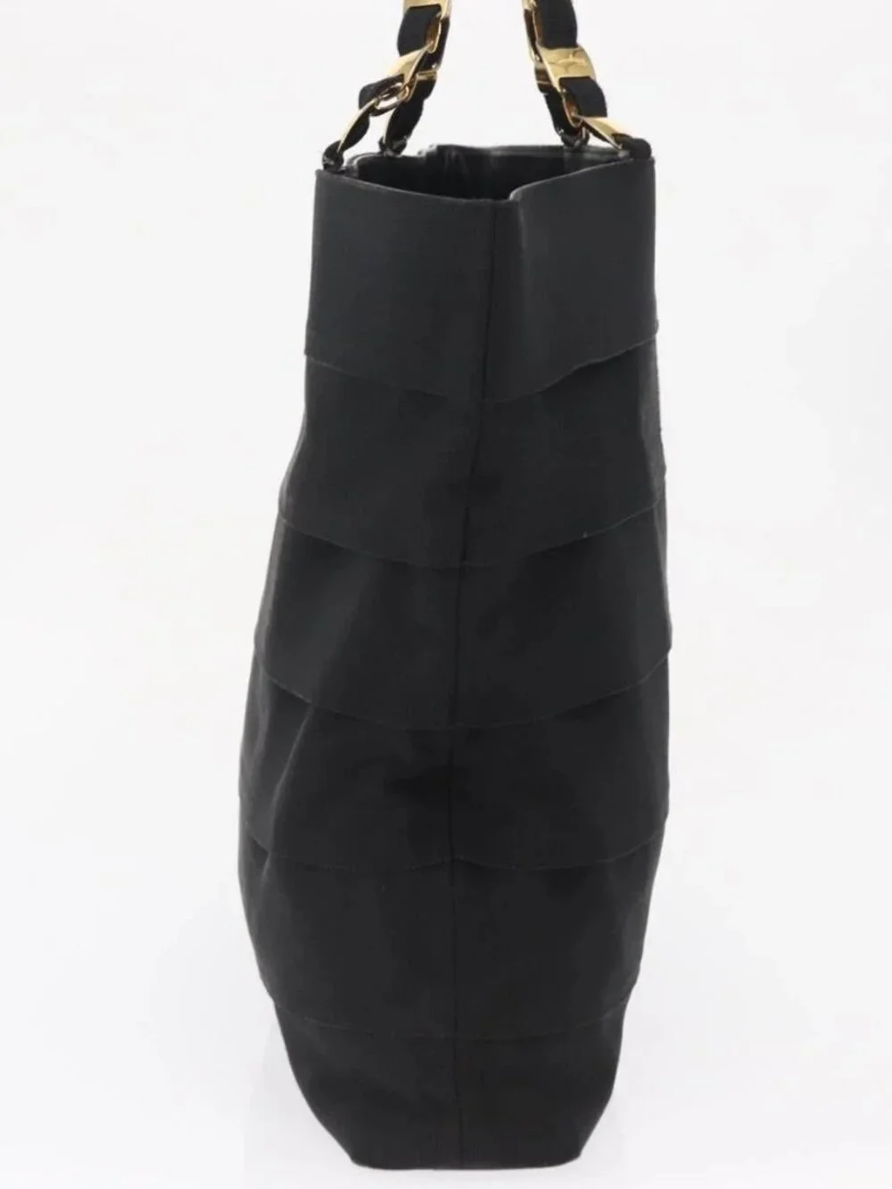 Salvatore Ferragamo Vala Tote Bag Canvas Black Gold Auth 162149